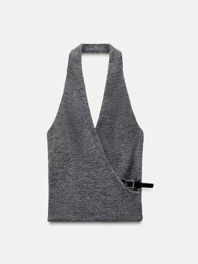 Zara Dark Gray Knit Halter Tank Top